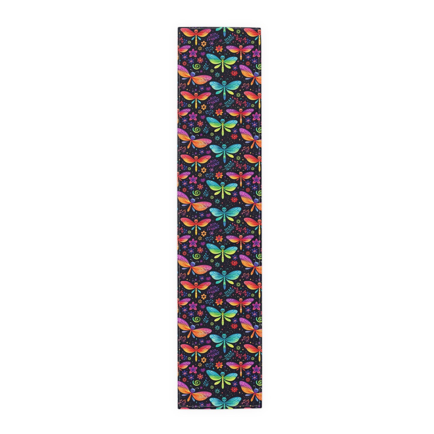 Dragonfly Print Table Runner - Elegant Whimsy, Cotton Twill or Polyester - Perfect for Nature-Inspired Home Decor