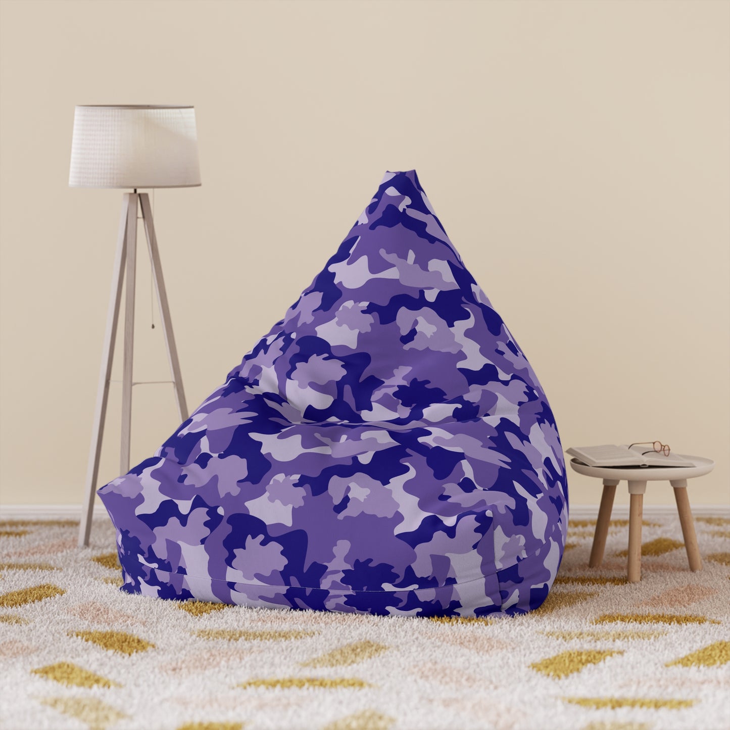 Camouflage Bean Bag Chair Cover - Durable Polyester, Locking Zipper, 2 Sizes Camo Bean Bag Cover