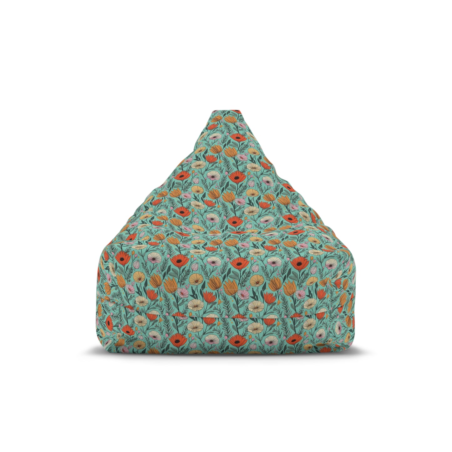 Boho Floral Bean Bag Chair Cover - Durable Polyester, Locking Zipper, 2 Sizes