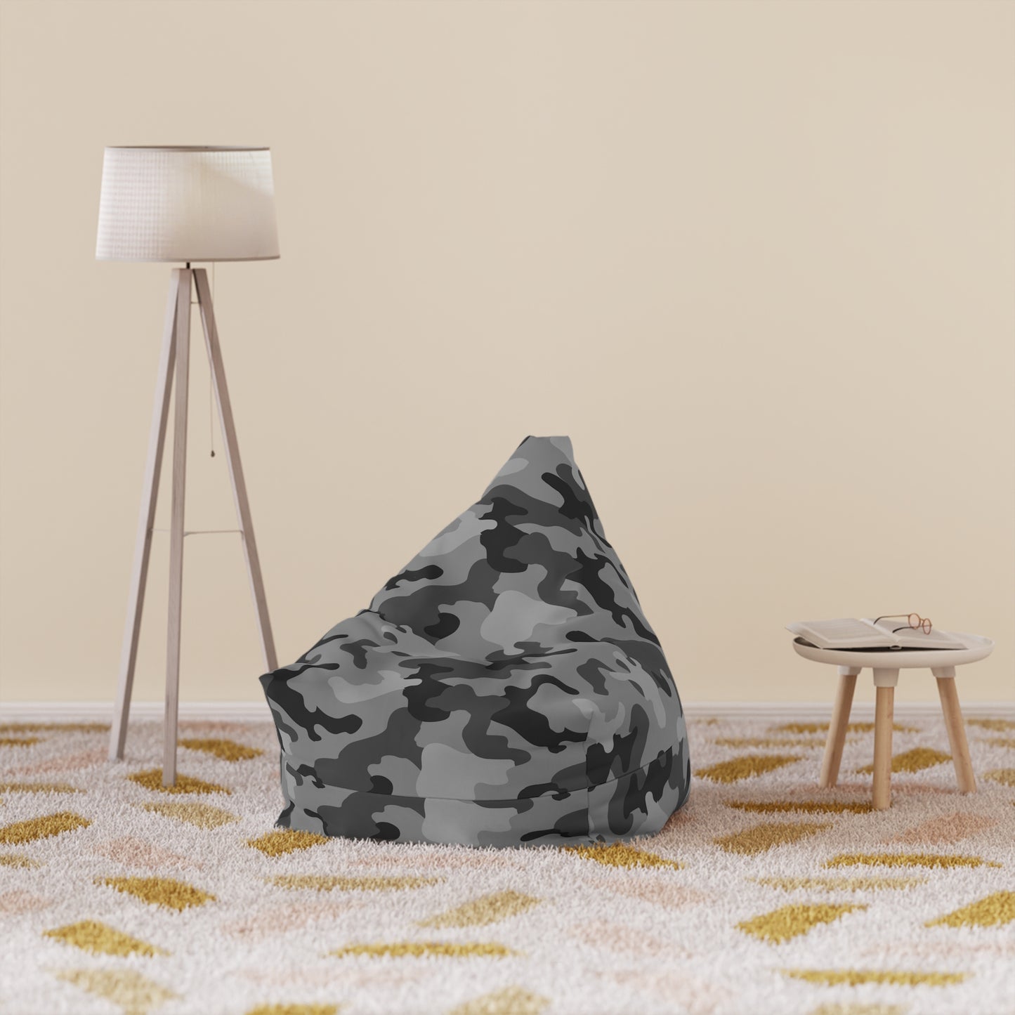 Camouflage Bean Bag Chair Cover - Durable Polyester, Locking Zipper, 2 Sizes Camo Bean Bag Cover