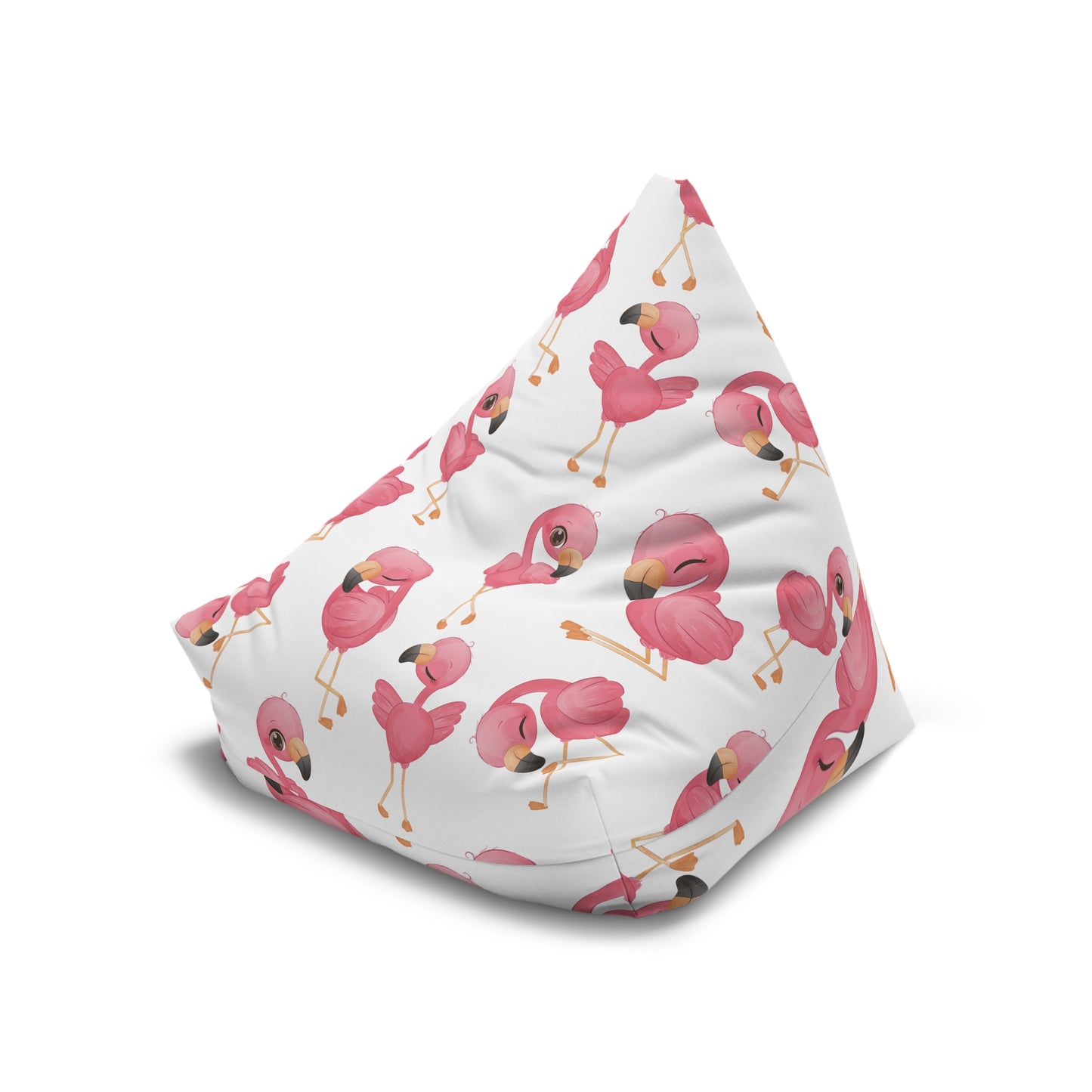 Flamingo Bean Bag Chair Cover - Tropical Elegance Polyester Slipcover with Secure Zip