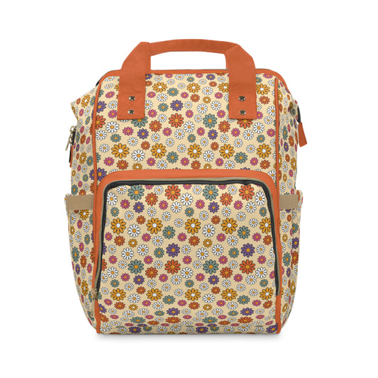Retro Floral Diaper Backpack - Vintage Floral Baby Bag, Spacious & Durable, Perfect for Stylish Parents