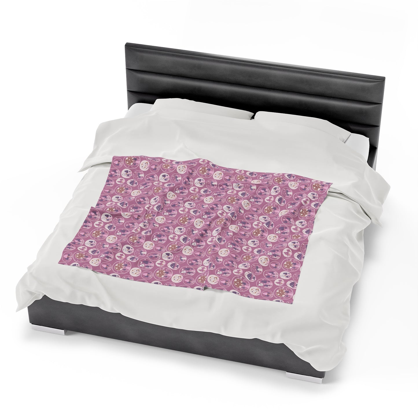Mushroom Velveteen Plush Blanket | Soft, Whimsical, Luxurious and Comforting | Available in Multiple Sizes