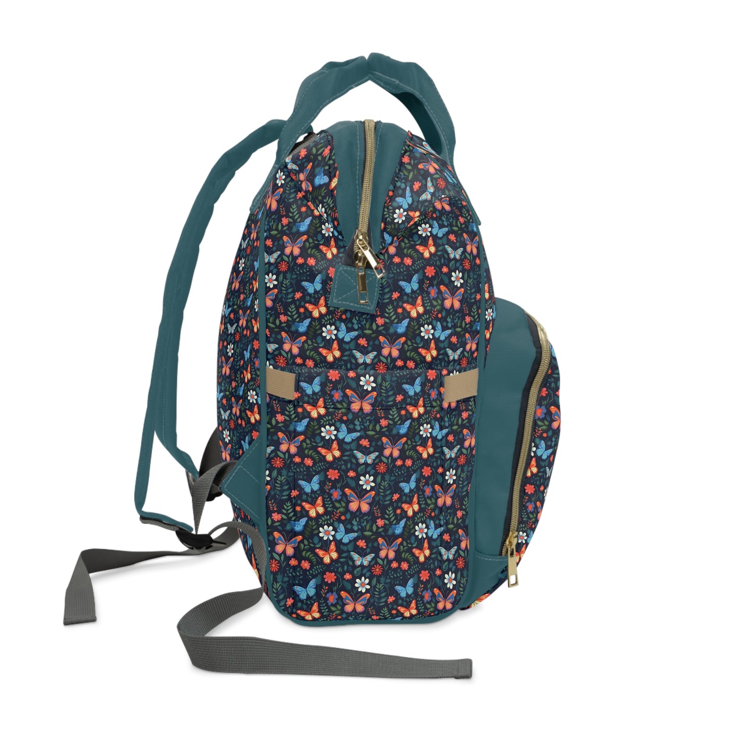 Elegant Butterfly Diaper Backpack - Lightweight & Durable Nylon Baby Bag with Beautiful Butterfly Motifs, Ideal for On-The-Go Parents