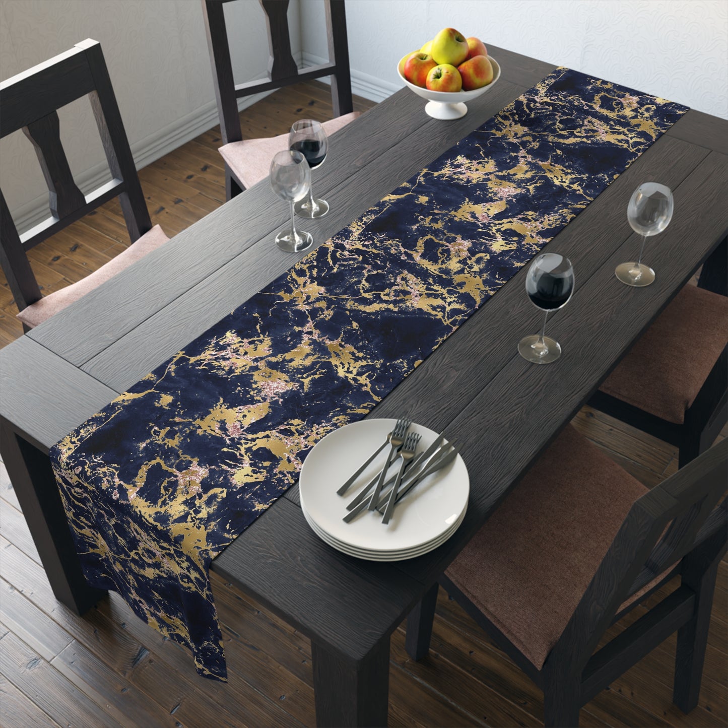 Marble Print Table Runner - Luxurious Elegance, Cotton Twill or Polyester - Perfect for Modern Home Decor