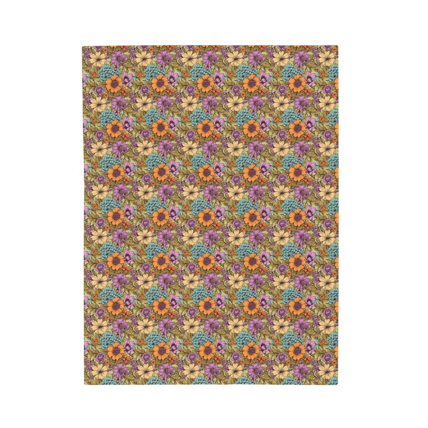 Boho Floral Velveteen Plush Blanket | Soft, Artistic, Luxurious and Comforting | Available in Multiple Sizes