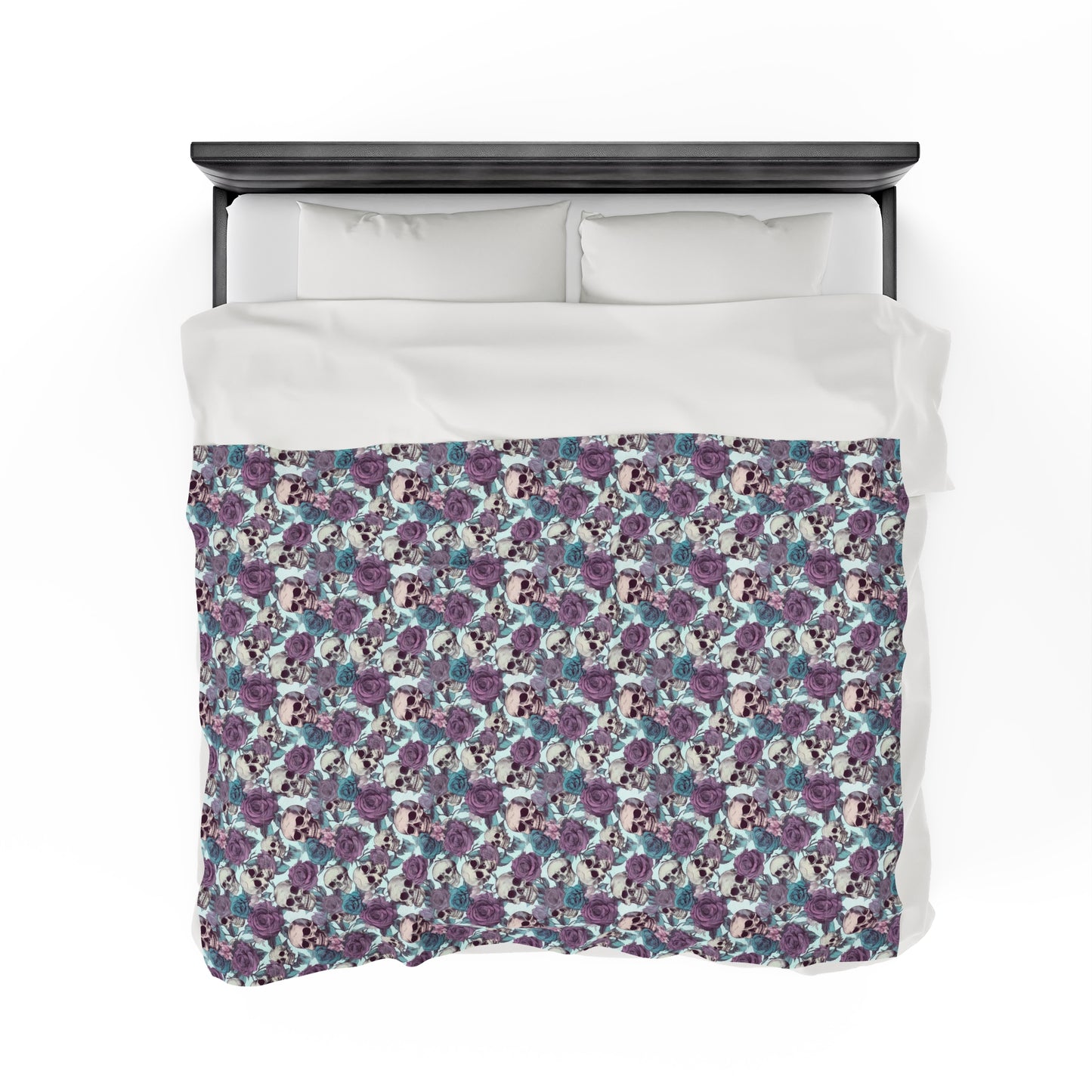 Skull Print Velveteen Plush Blanket | Soft, Edgy, Luxurious and Comforting | Available in Multiple Sizes