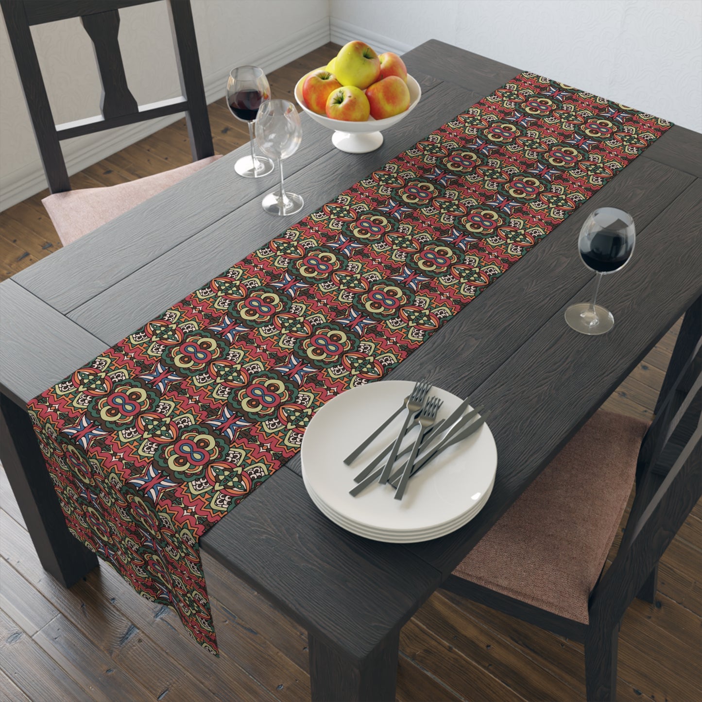 Mandala Print Table Runner - Intricate Patterns, Cotton Twill or Polyester - Ideal for Decorative Home Accents