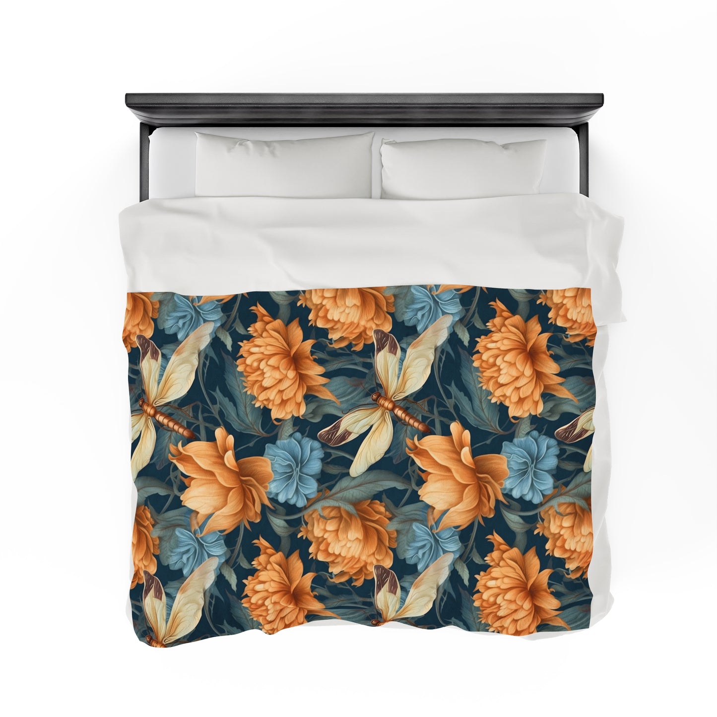 Dragonfly Velveteen Plush Blanket | Soft, Nature-Inspired, Luxurious and Comforting | Available in Multiple Sizes