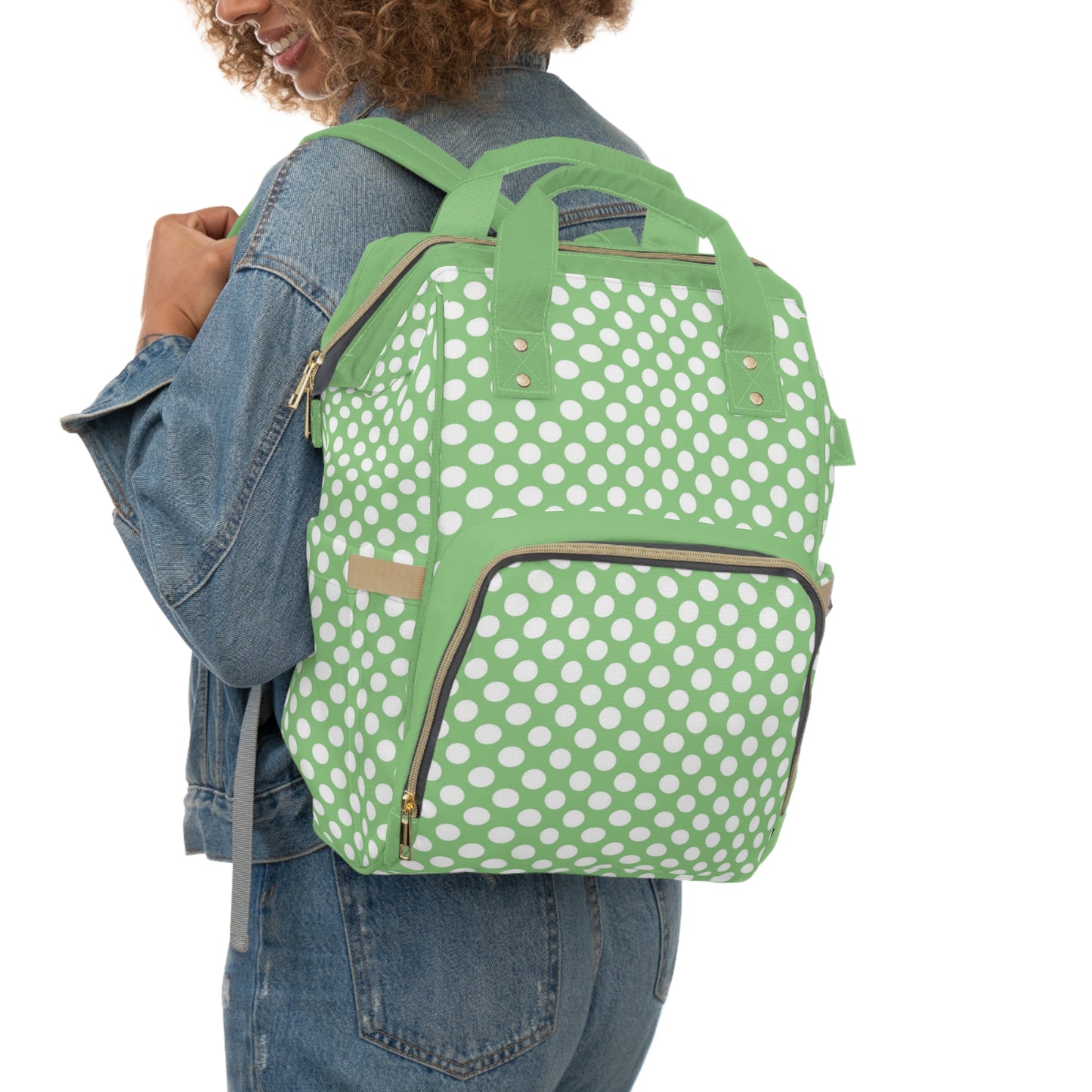 Multifunctional Polka Dot Diaper Backpack - Stylish and Practical Baby Bag for Busy Parents
