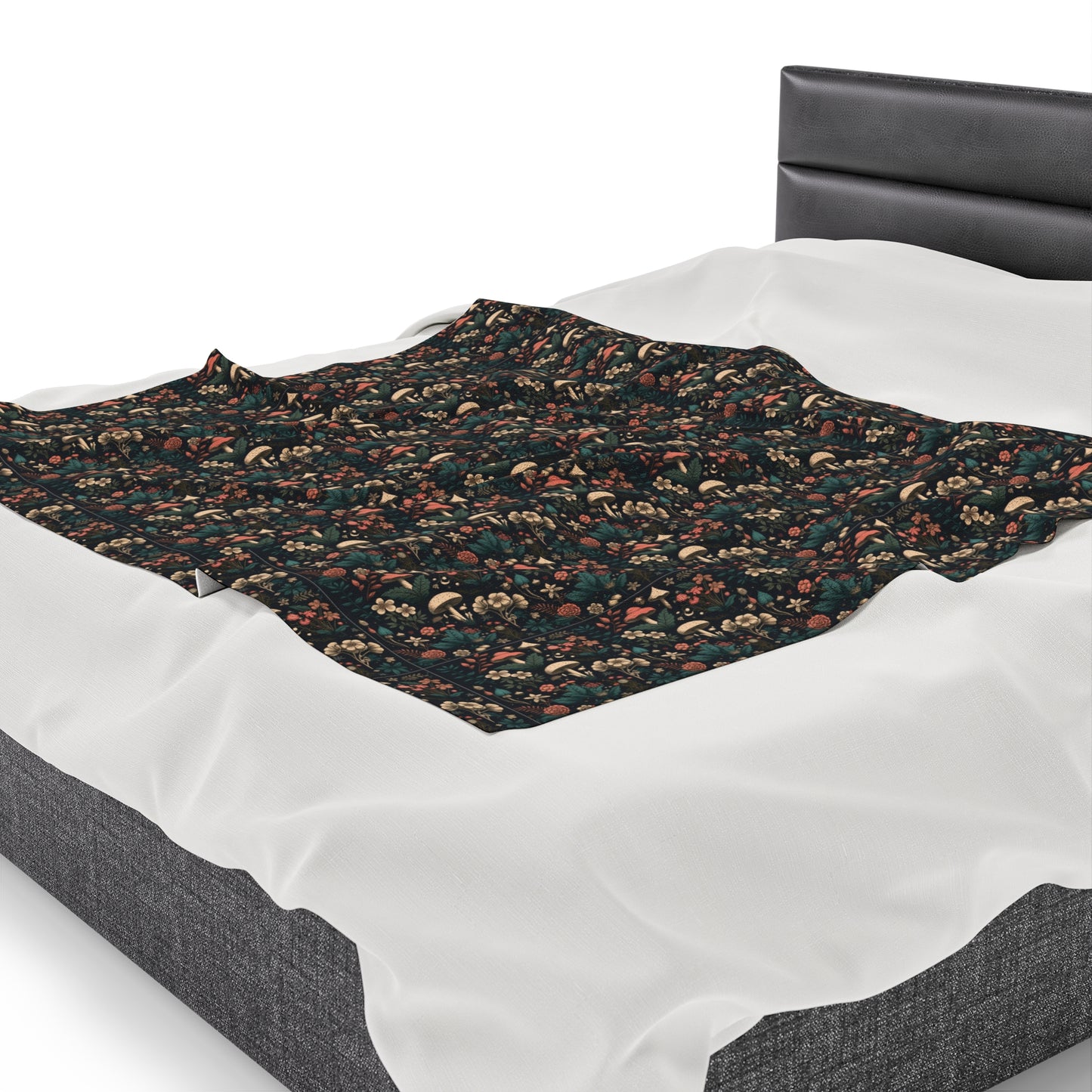 Mushroom Velveteen Plush Blanket | Soft, Whimsical, Luxurious and Comforting | Available in Multiple Sizes