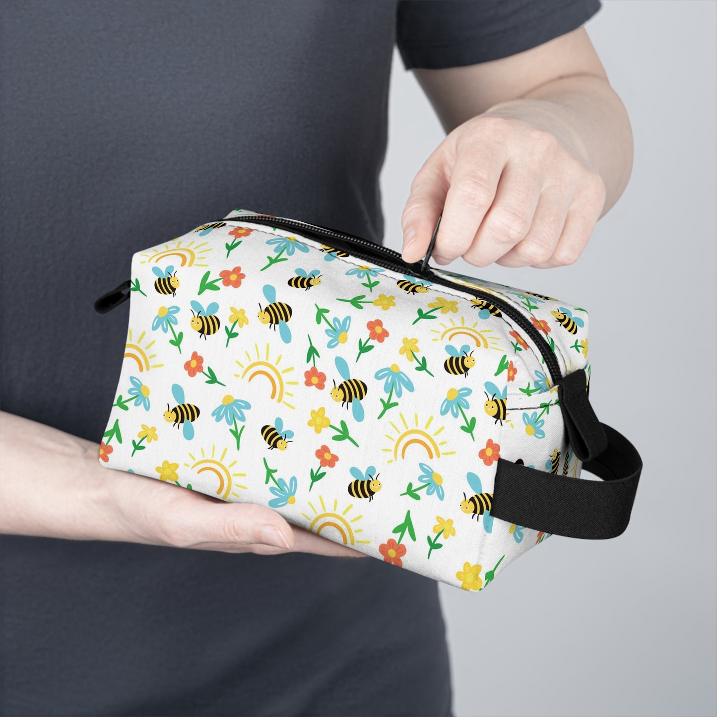 Honey Bee Toiletry Bag | Buzzing Bee Design | Water-Resistant & Eco-Friendly Organizer for Camping, Travel, College