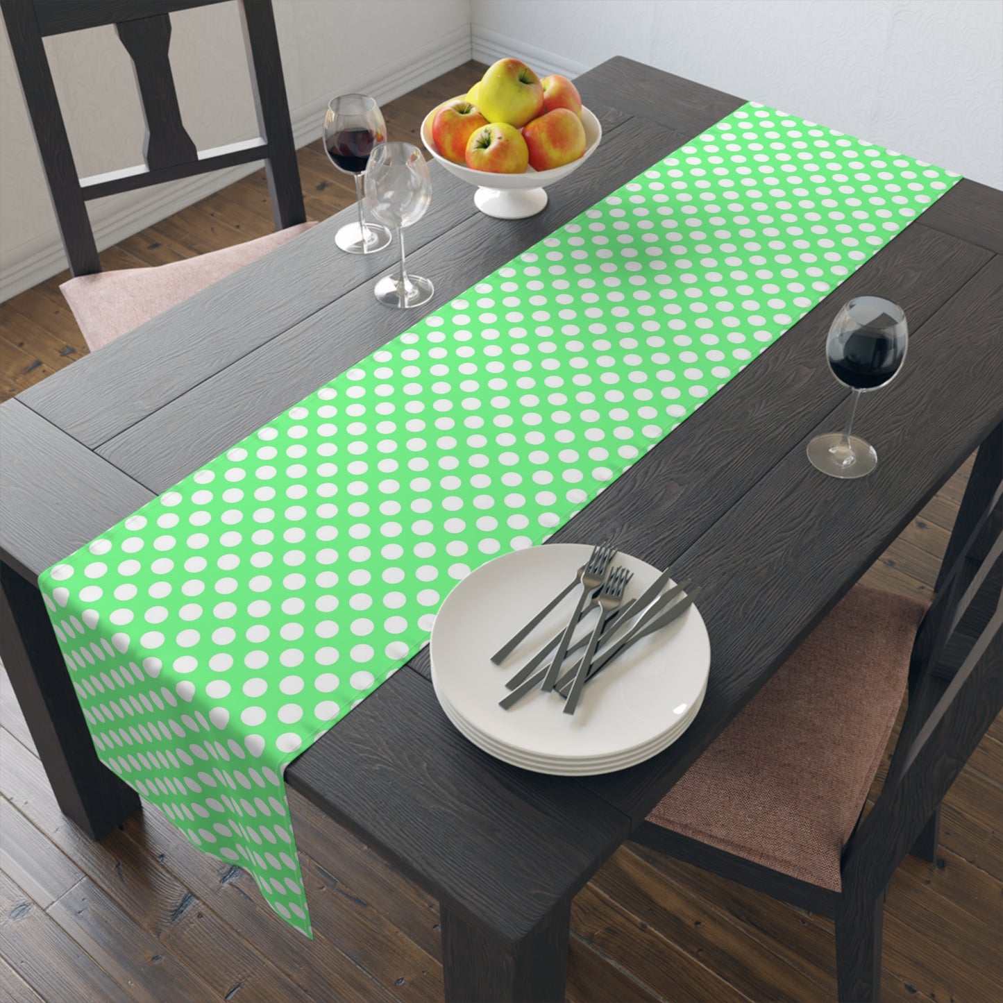 Pastel Polka Dot Table Runner - Soft Elegance, Cotton Twill or Polyester - Perfect for Playful & Light Home Decor