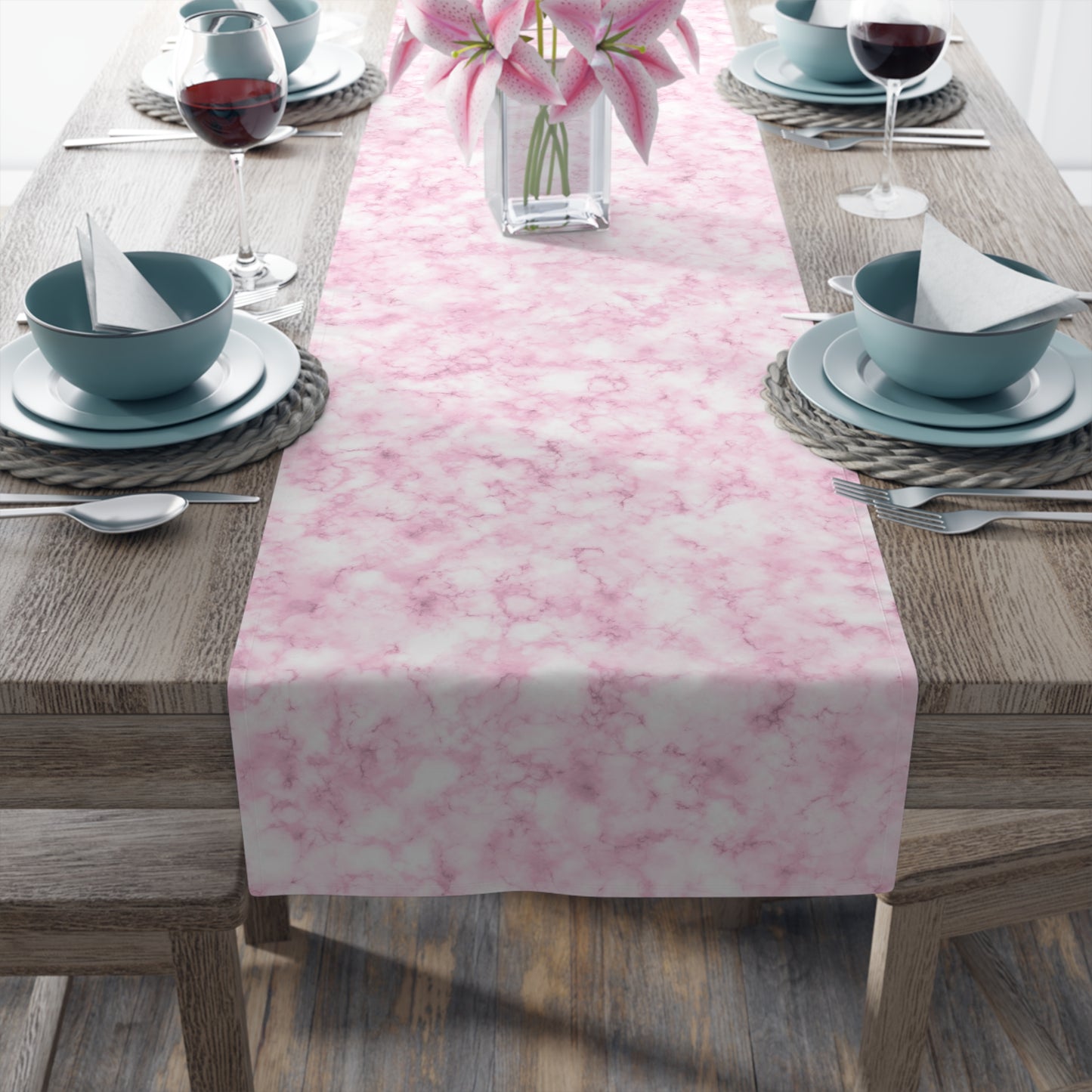 Marble Print Table Runner - Luxurious Elegance, Cotton Twill or Polyester - Perfect for Modern Home Decor
