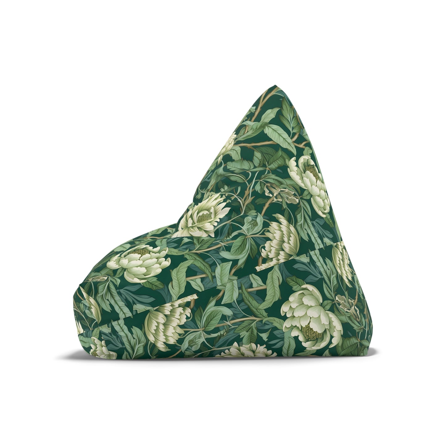 Chinoiserie Bean Bag Chair Cover - Elegant Oriental-Inspired Polyester Slipcover with Secure Zip - Fits Various Sizes
