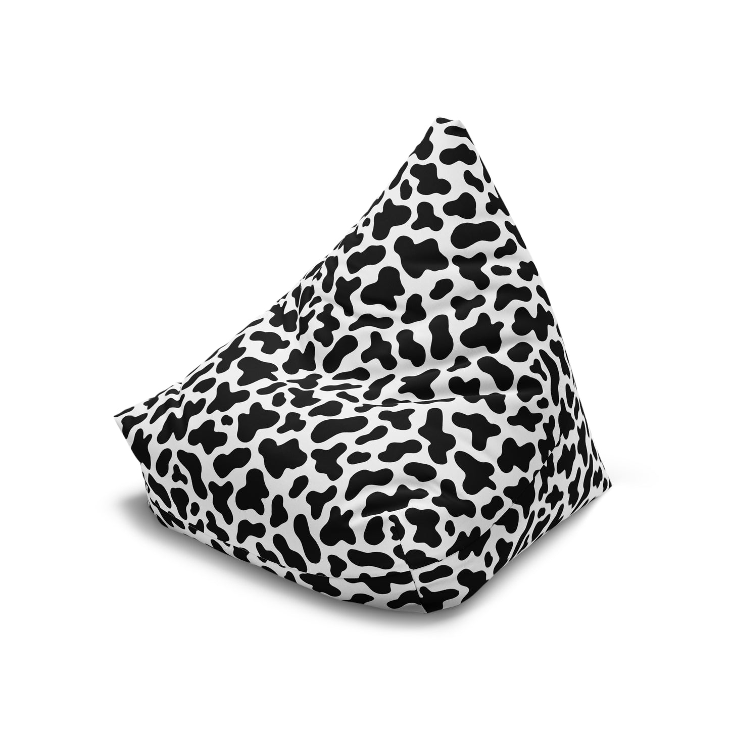 Cow Print Bean Bag Chair Cover - Durable Polyester, Locking Zipper, 2 Sizes