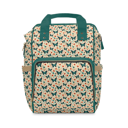 Elegant Butterfly Diaper Backpack - Lightweight & Durable Nylon Baby Bag with Beautiful Butterfly Motifs, Ideal for On-The-Go Parents