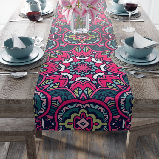 Mandala Print Table Runner - Intricate Patterns, Cotton Twill or Polyester - Ideal for Decorative Home Accents