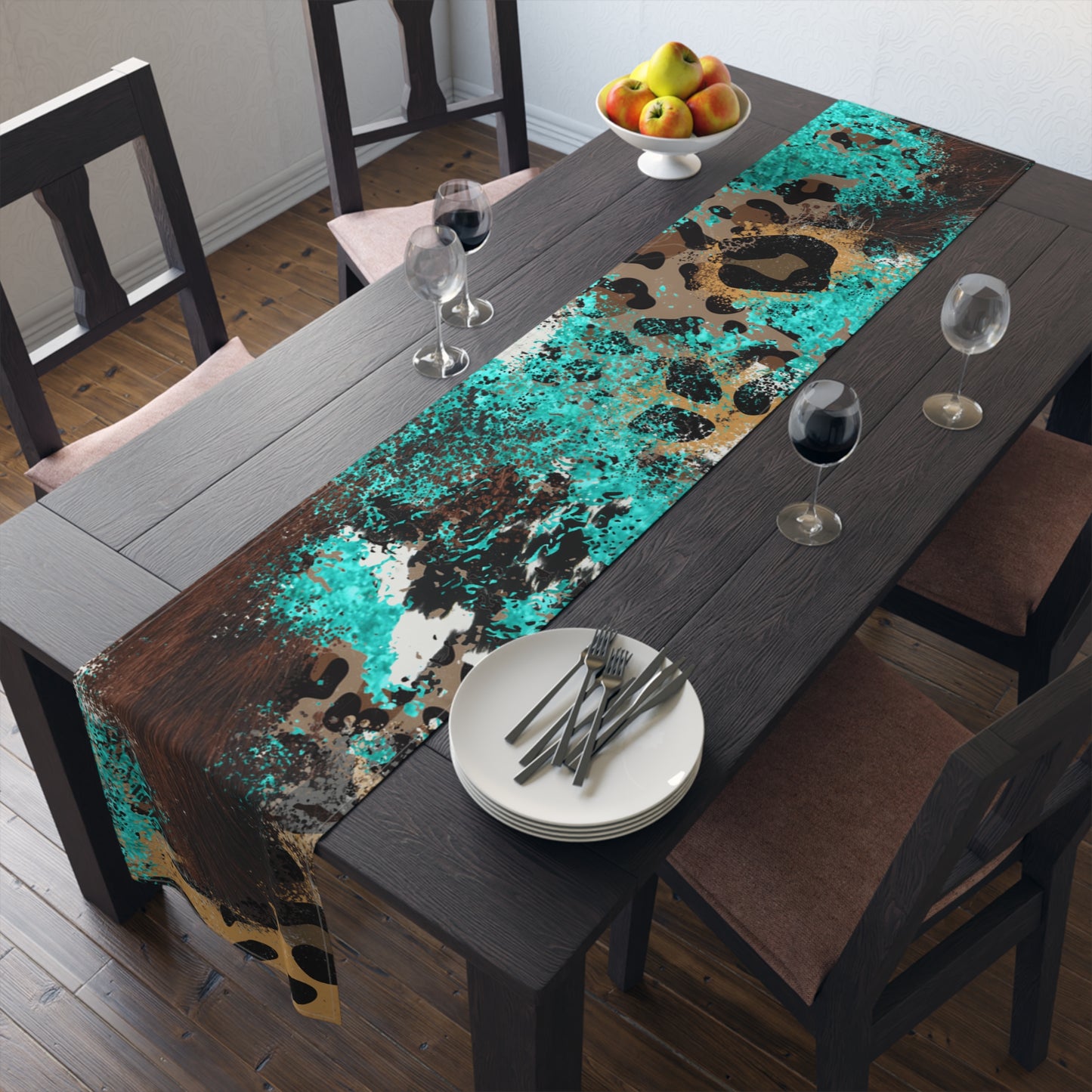 Cowhide Print Table Runner - Rustic Elegance, Cotton Twill or Polyester - Perfect for Western & Luxurious Home Decor