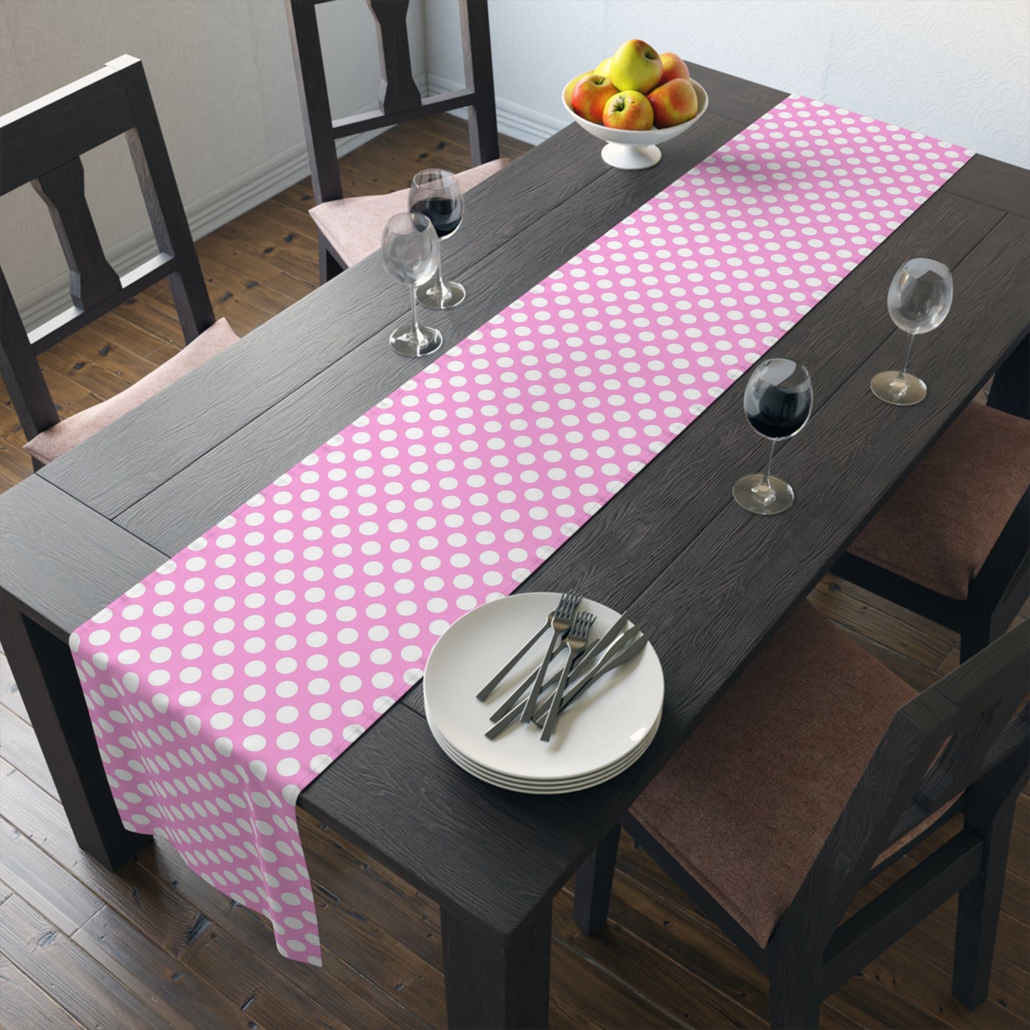 Pastel Polka Dot Table Runner - Soft Elegance, Cotton Twill or Polyester - Perfect for Playful & Light Home Decor