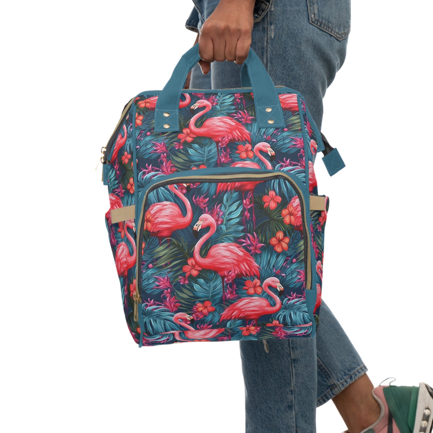 Flamingo Diaper Backpack - Playful & Multifunctional Baby Bag with Vibrant Flamingo Motifs, Ideal for Stylish Parents