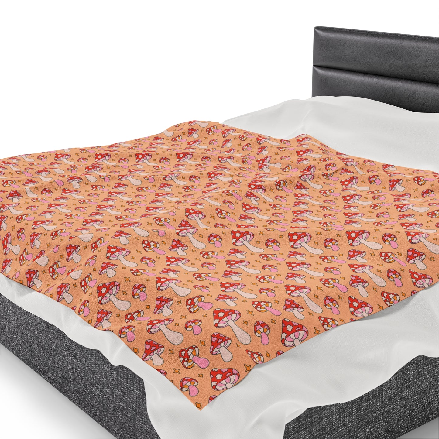 Mushroom Velveteen Plush Blanket | Soft, Whimsical, Luxurious and Comforting | Available in Multiple Sizes