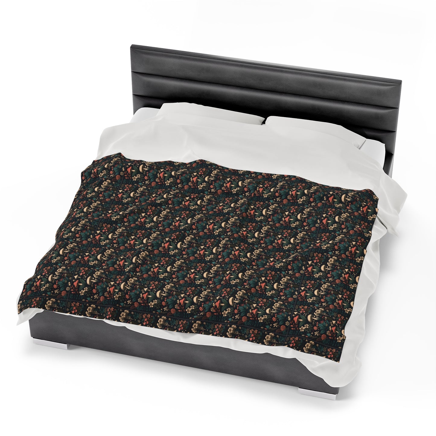 Mushroom Velveteen Plush Blanket | Soft, Whimsical, Luxurious and Comforting | Available in Multiple Sizes