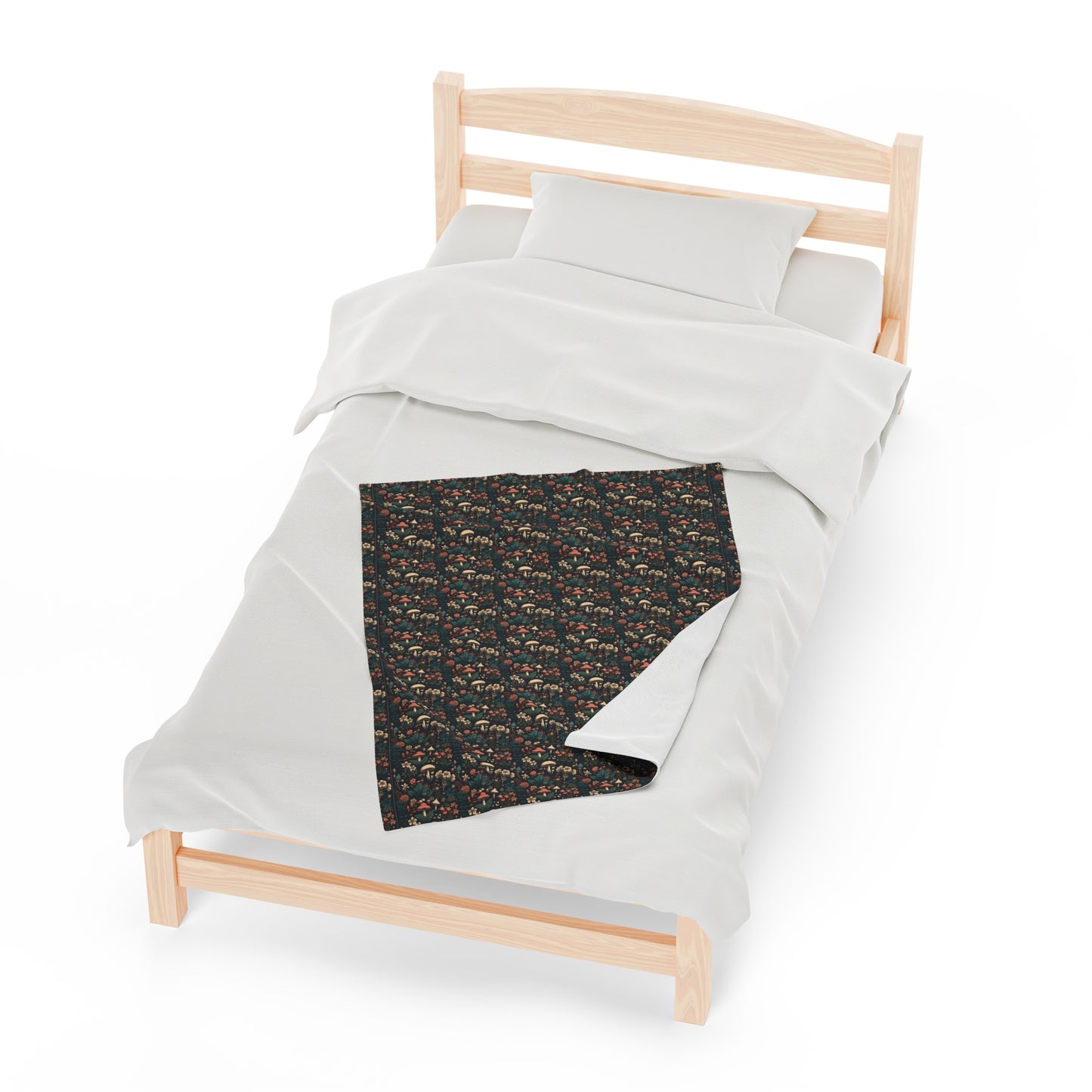 Mushroom Velveteen Plush Blanket | Soft, Whimsical, Luxurious and Comforting | Available in Multiple Sizes