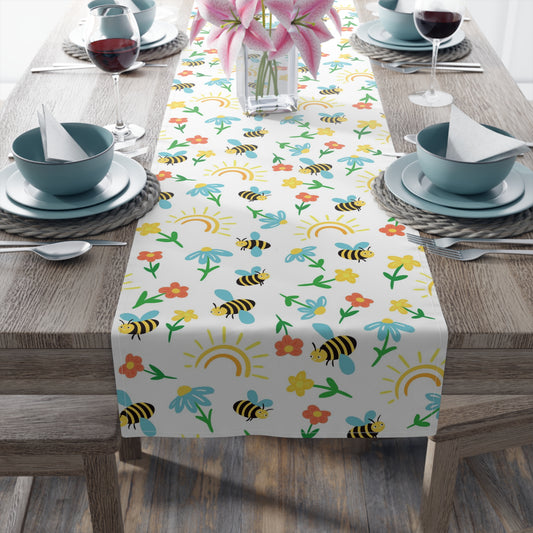 Honey Bee Print Table Runner - Buzzing with Charm - Perfect for Nature Lovers Homes