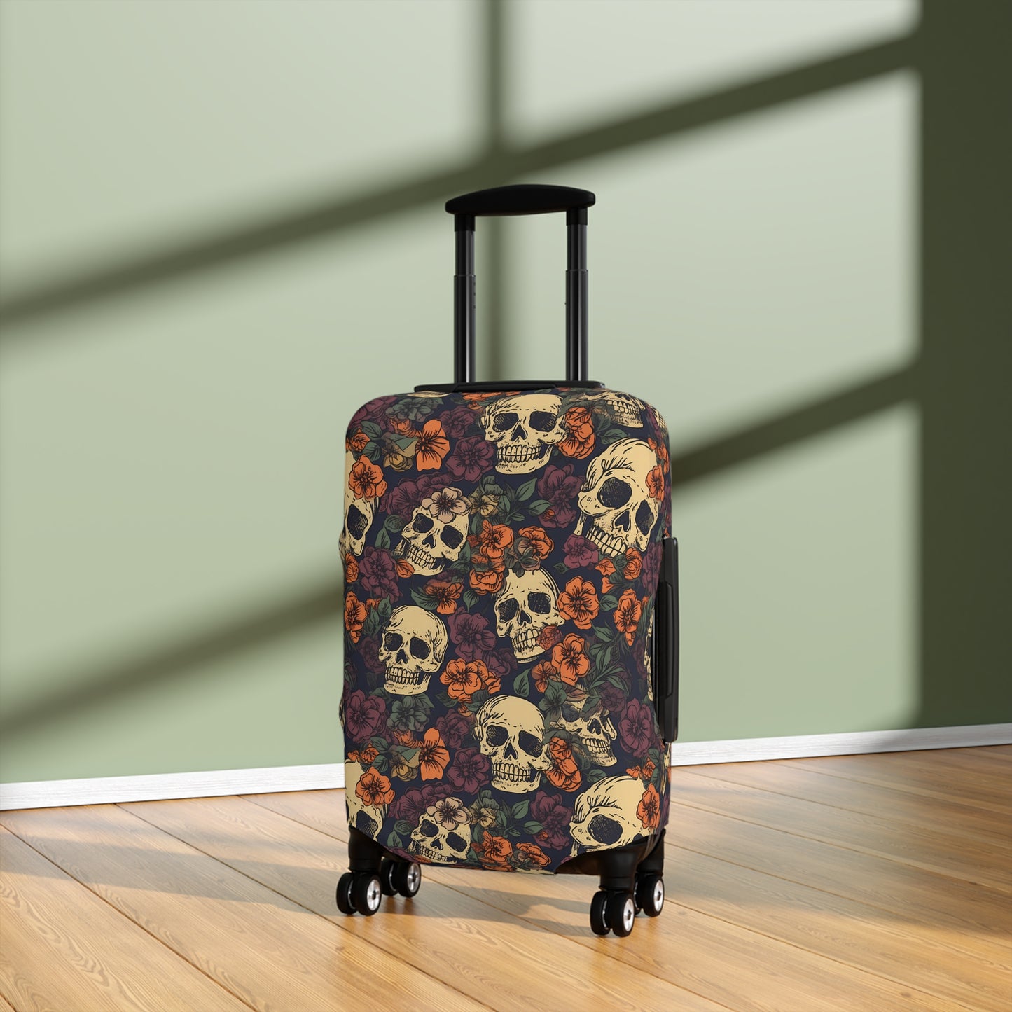 Floral Skull Luggage Cover - Stylish Skull Suitcase Cover