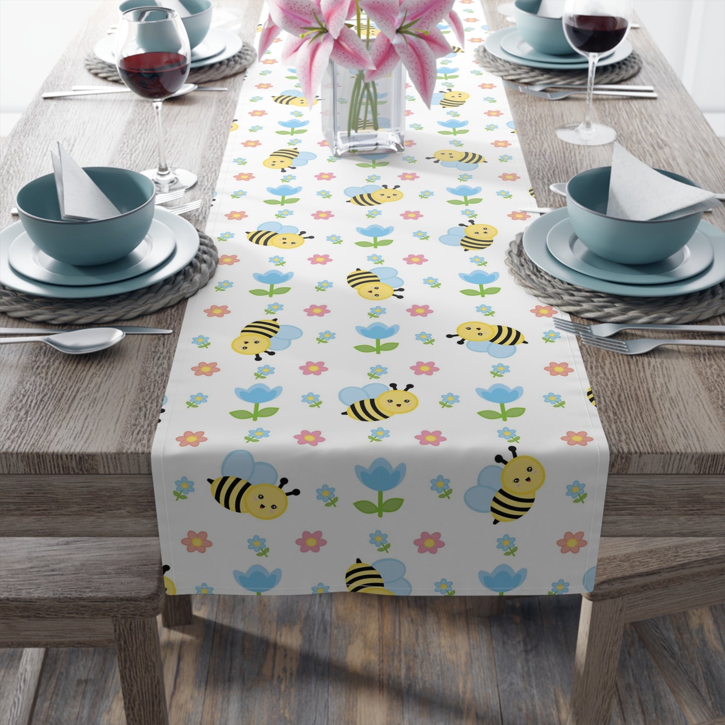 Honey Bee Print Table Runner - Buzzing with Charm - Perfect for Nature Lovers Homes