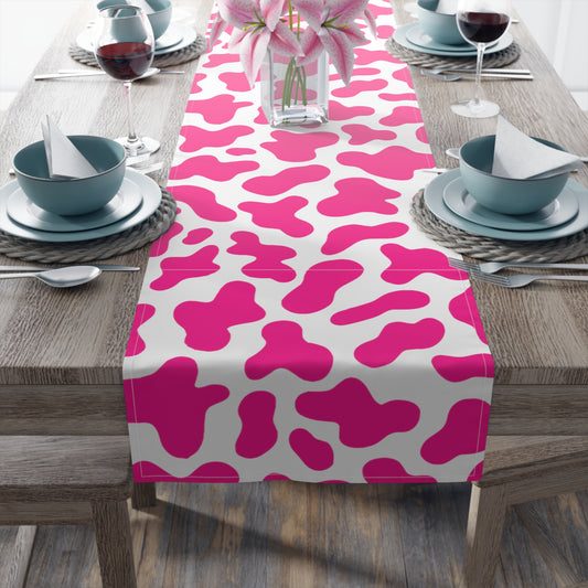 Cow Print Table Runner - Chic Farmhouse Style, Available in Cotton Twill or Polyester - Elevate Your Home Decor