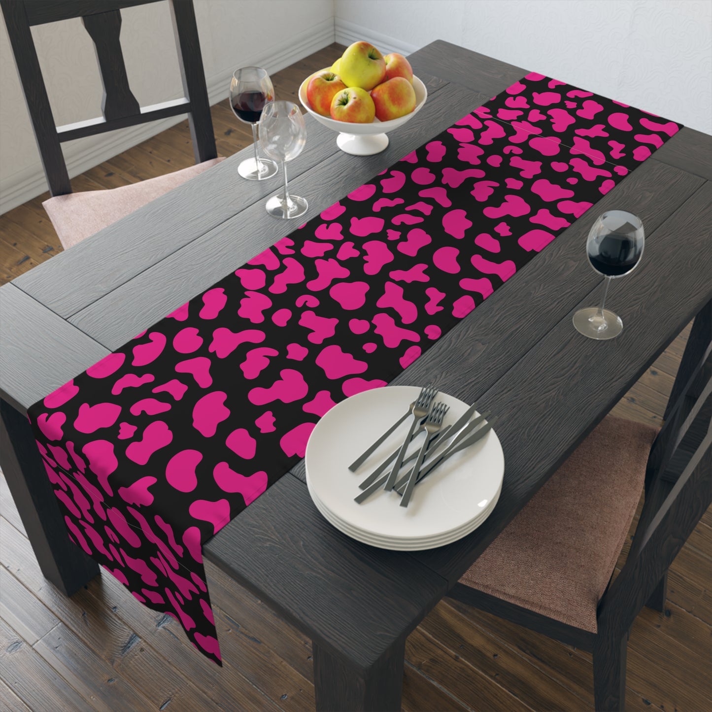 Cow Print Table Runner - Chic Farmhouse Style, Available in Cotton Twill or Polyester - Elevate Your Home Decor