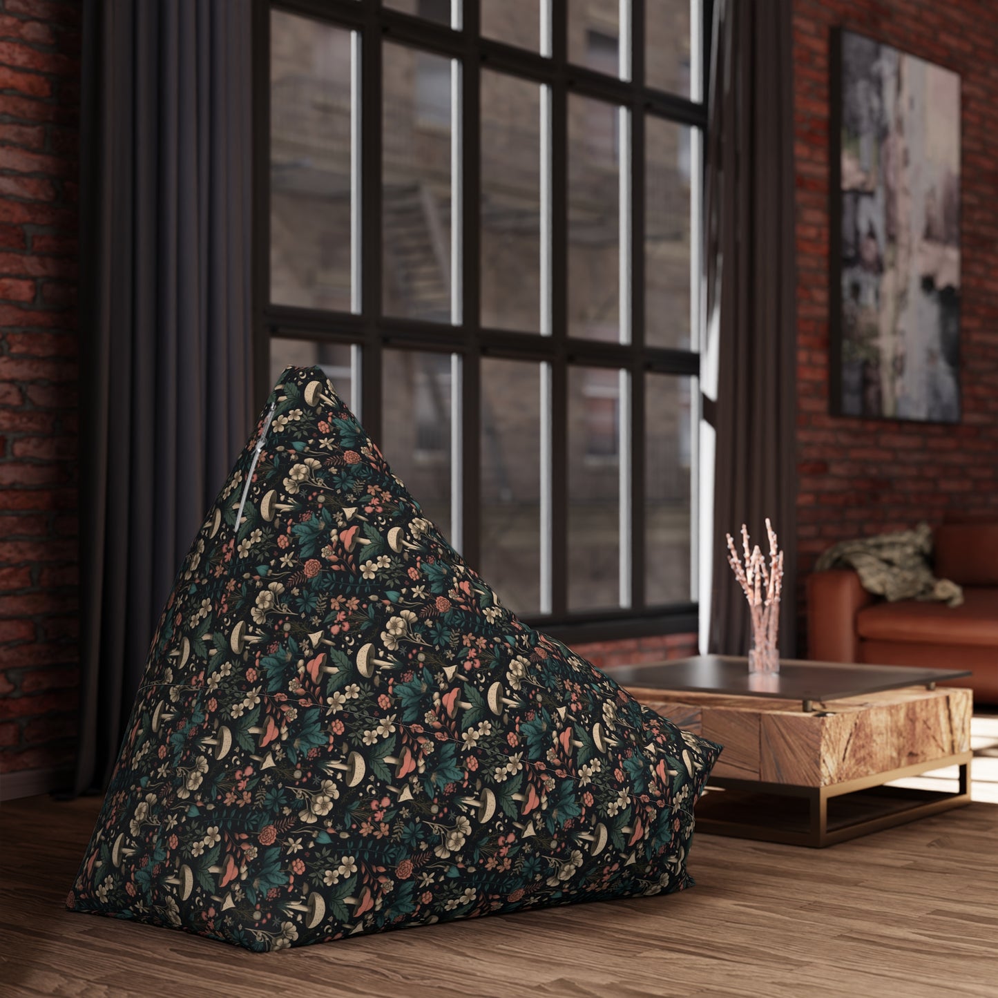 Mushroom Bean Bag Chair Cover - Durable Polyester, Locking Zipper, 2 Sizes