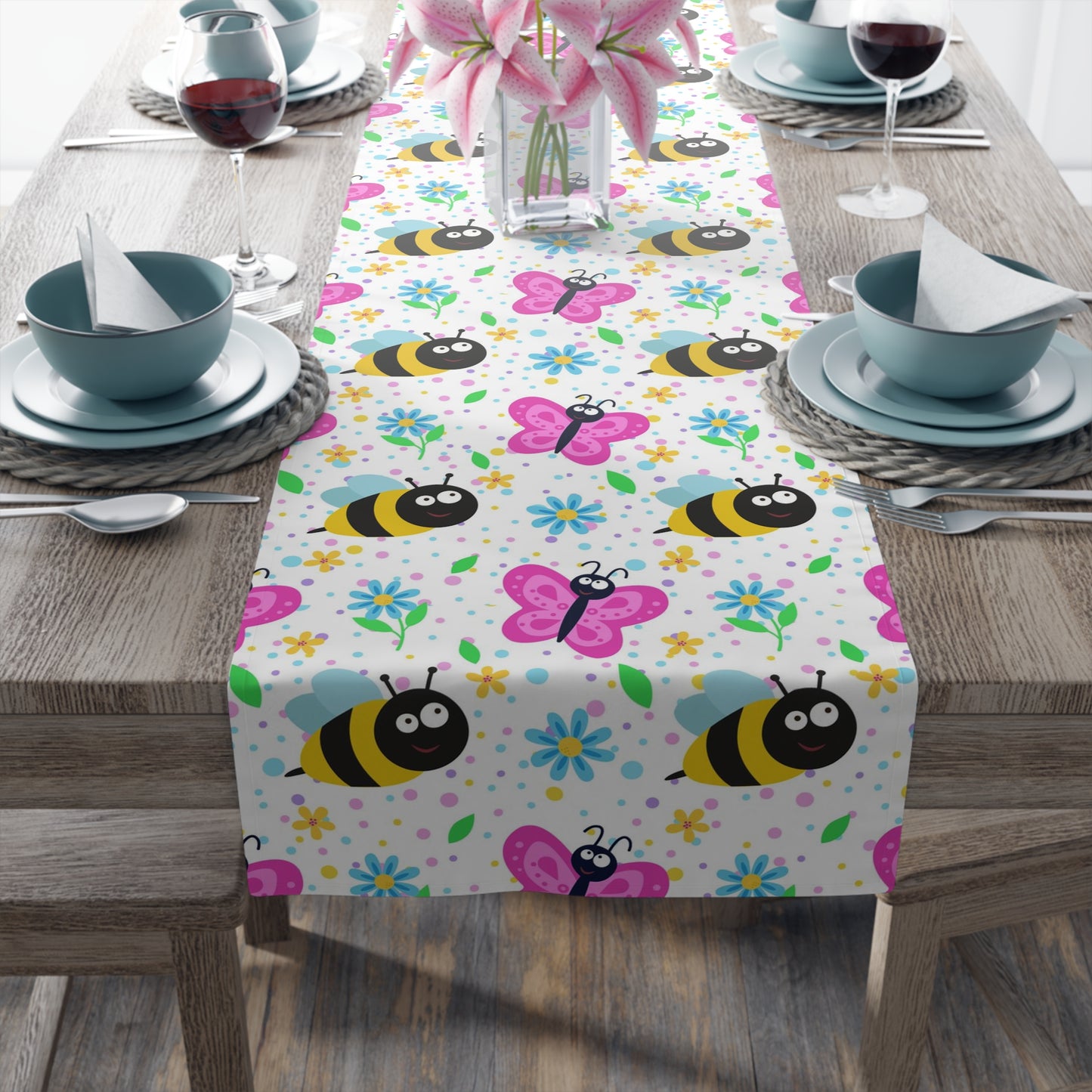 Honey Bee Print Table Runner - Buzzing with Charm - Perfect for Nature Lovers Homes