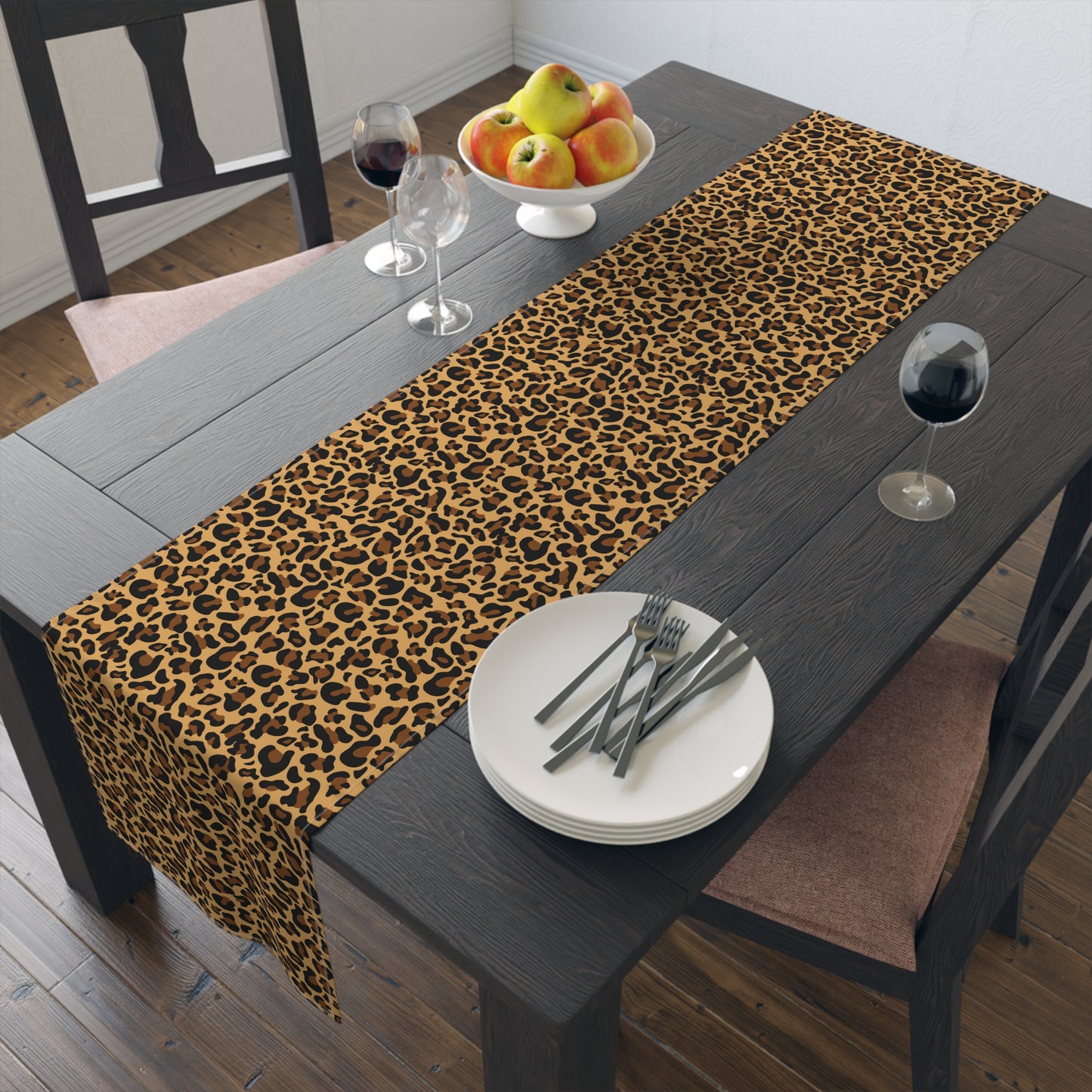 Leopard Print Table Runner - Bold Exotic Elegance, Cotton Twill or Polyester - Perfect for Safari & Glamorous Home Decor