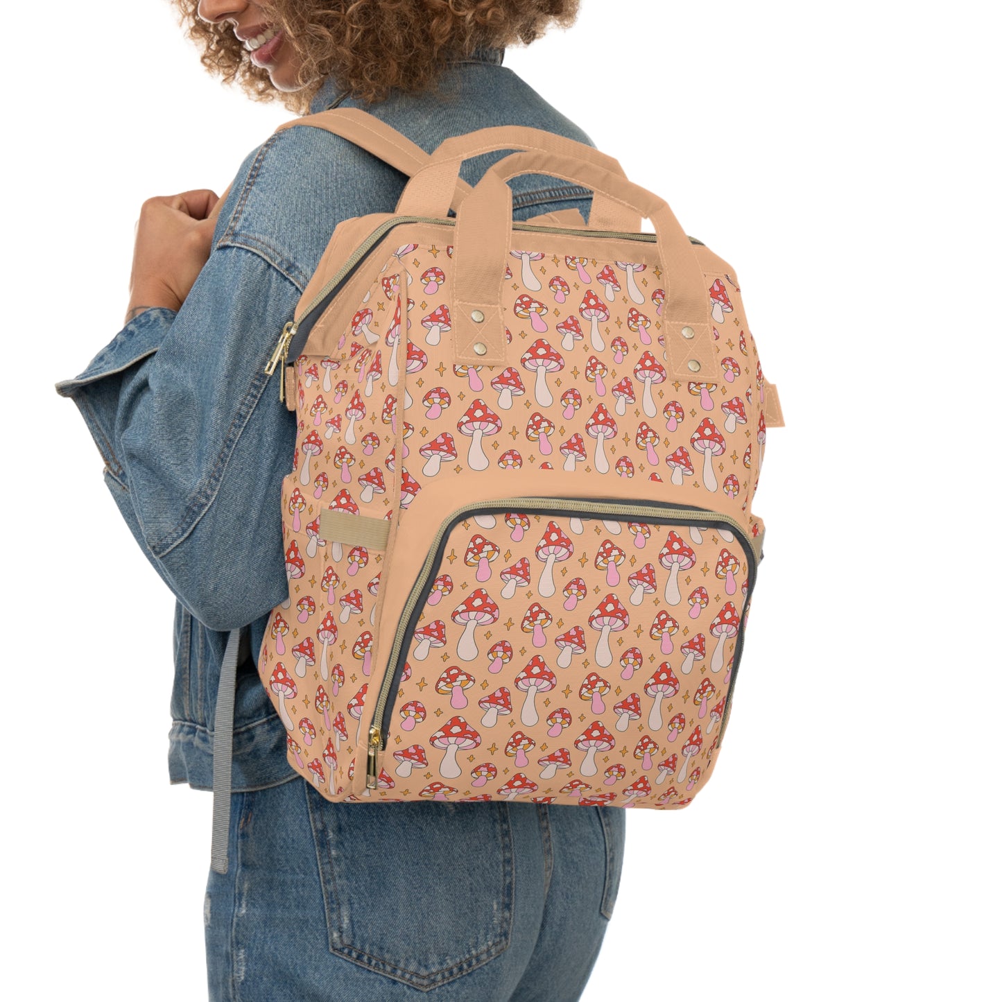 Magical Mushroom Diaper Backpack - Unique Nature-Inspired Nappy Bag for Eco-Conscious Parents, Organized & Multifunctional Baby Bag