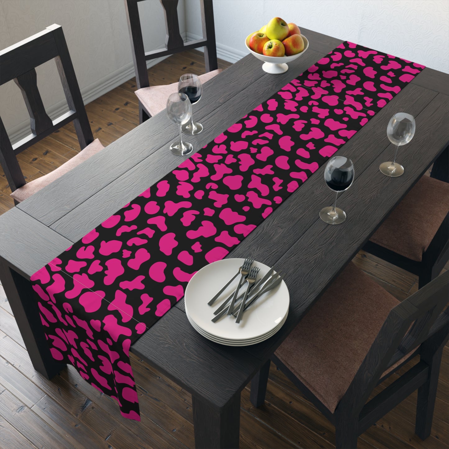 Cow Print Table Runner - Chic Farmhouse Style, Available in Cotton Twill or Polyester - Elevate Your Home Decor
