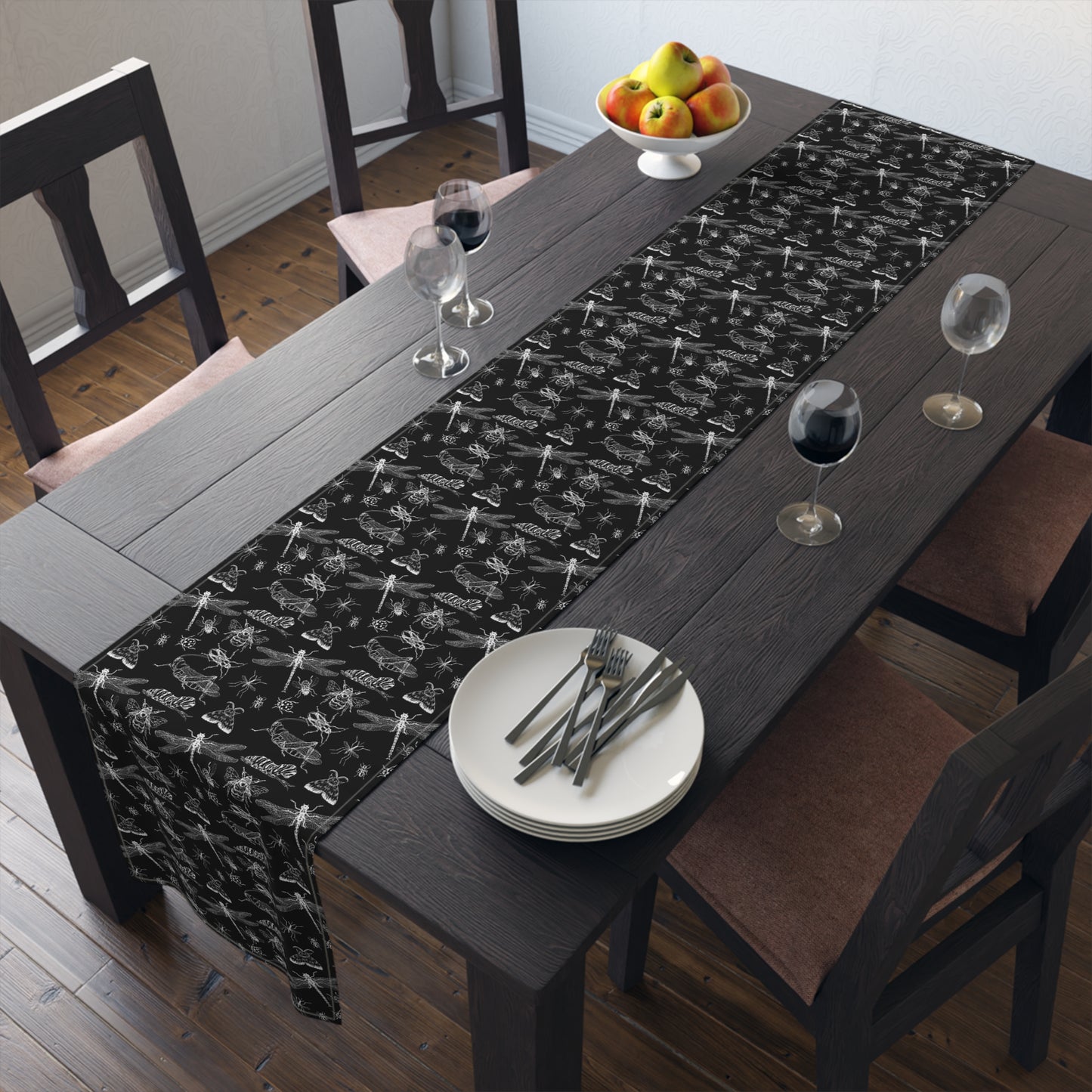 Insect Print Table Runner - Detailed Elegance, Cotton Twill or Polyester - Perfect for Nature Enthusiasts & Scientific Decor