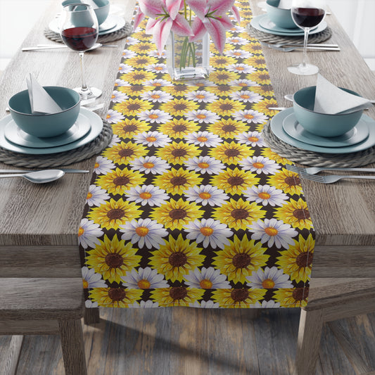 Sunflower Print Table Runner - Bright and Cheerful, Cotton Twill or Polyester - Perfect for Sunny Home Decor