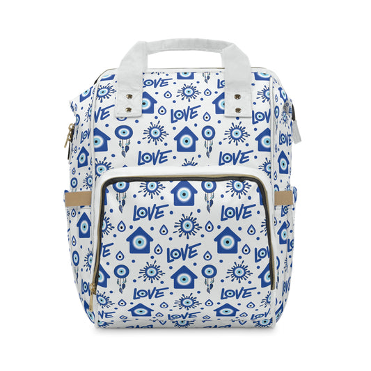 Evil Eye Diaper Backpack - Protective & Stylish Baby Bag with Evil Eye Motif, Multifunctional and Organized