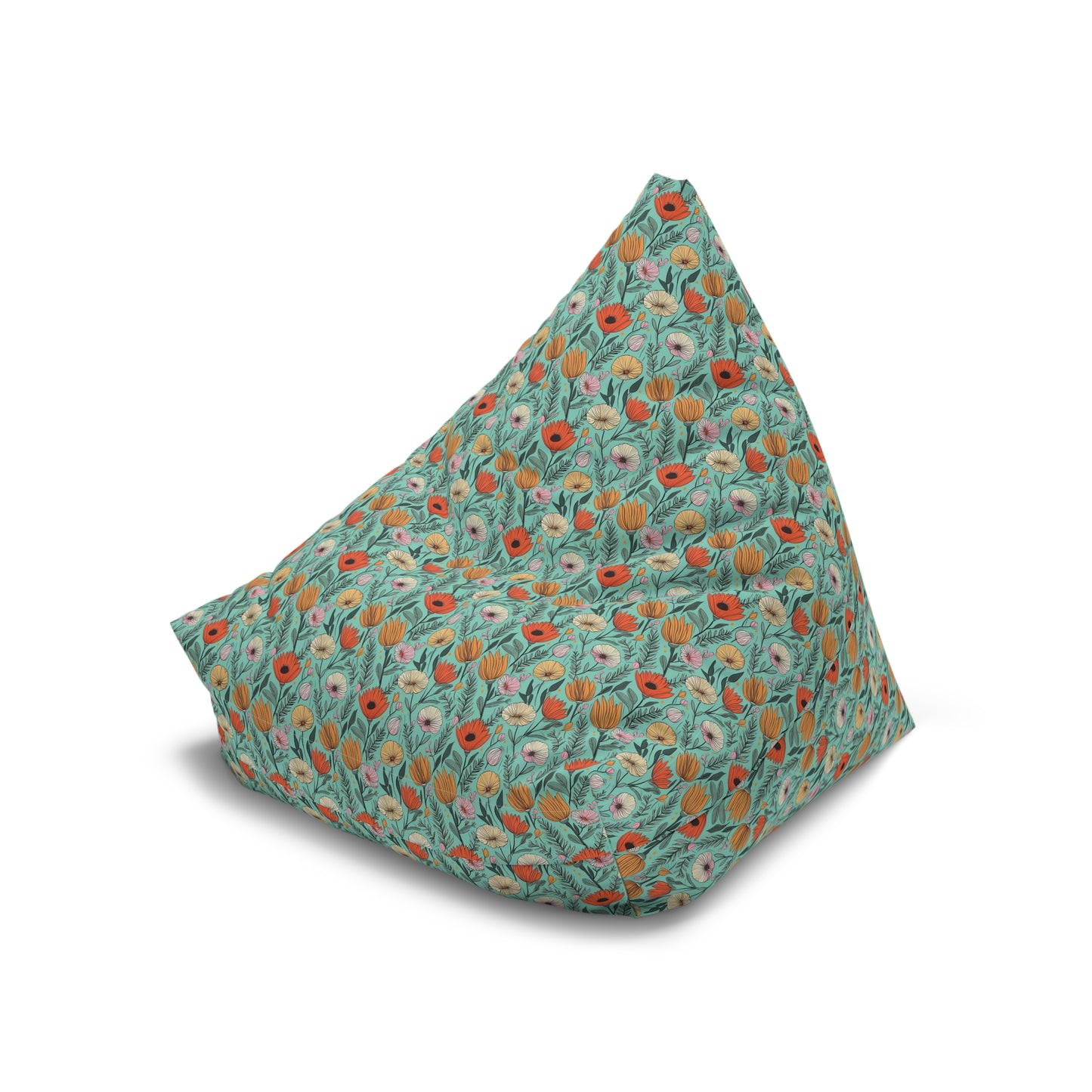 Boho Floral Bean Bag Chair Cover - Durable Polyester, Locking Zipper, 2 Sizes