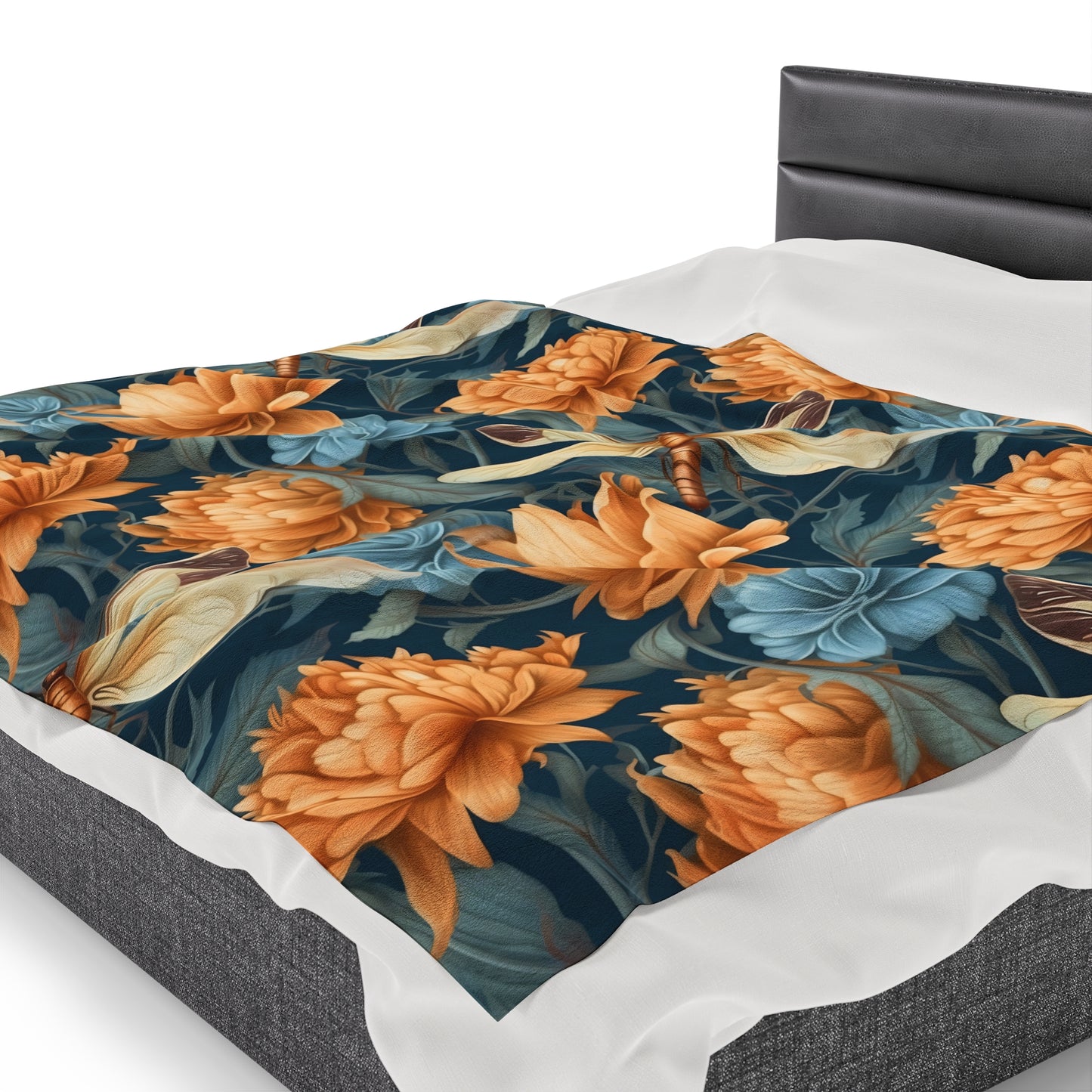 Dragonfly Velveteen Plush Blanket | Soft, Nature-Inspired, Luxurious and Comforting | Available in Multiple Sizes