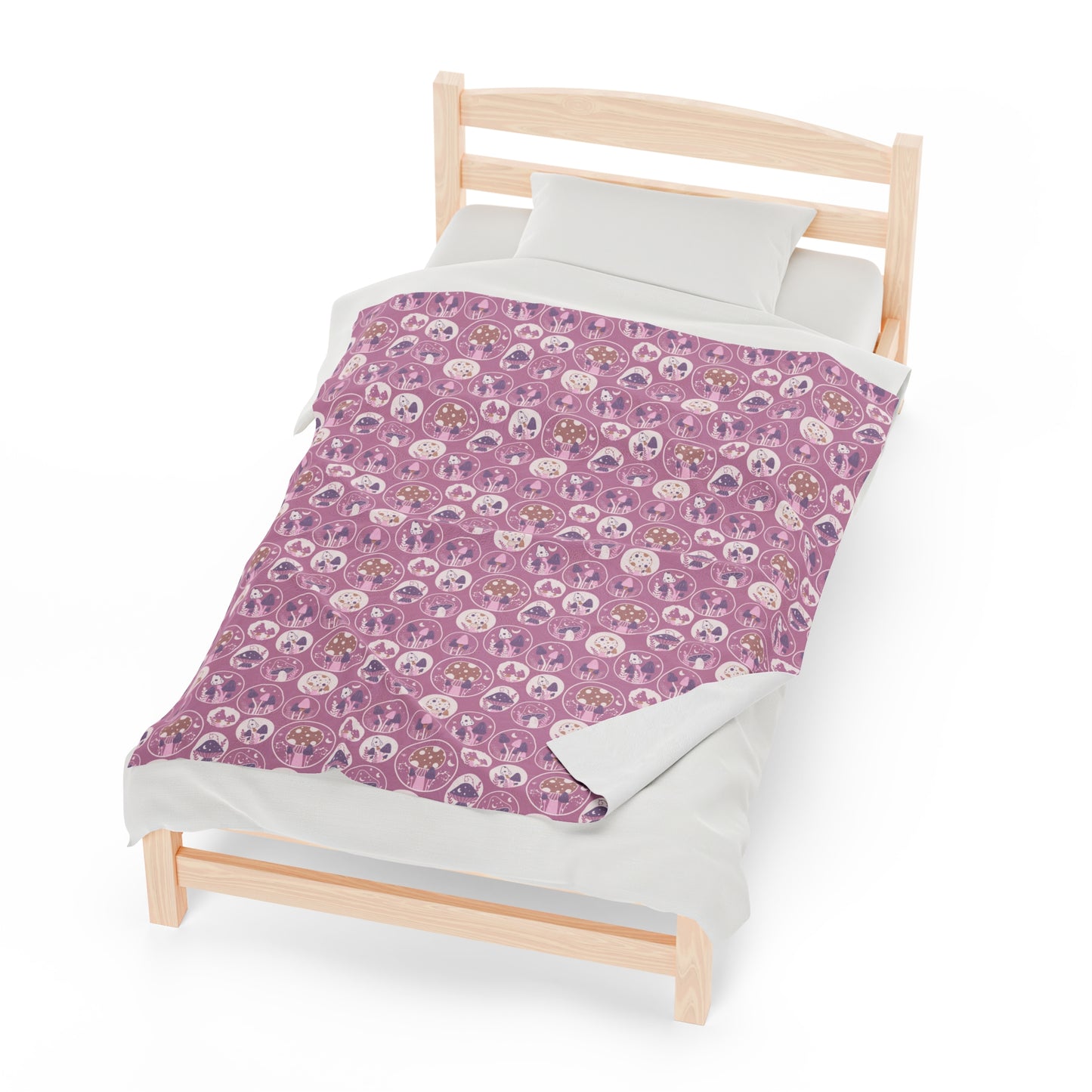 Mushroom Velveteen Plush Blanket | Soft, Whimsical, Luxurious and Comforting | Available in Multiple Sizes