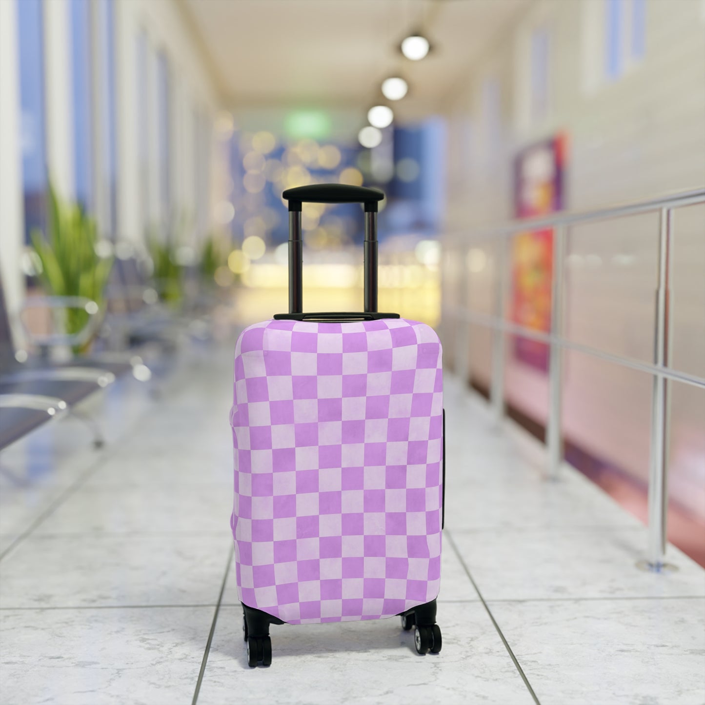 Pastel Checkers Luggage Cover - Checkers Suitcase Cover