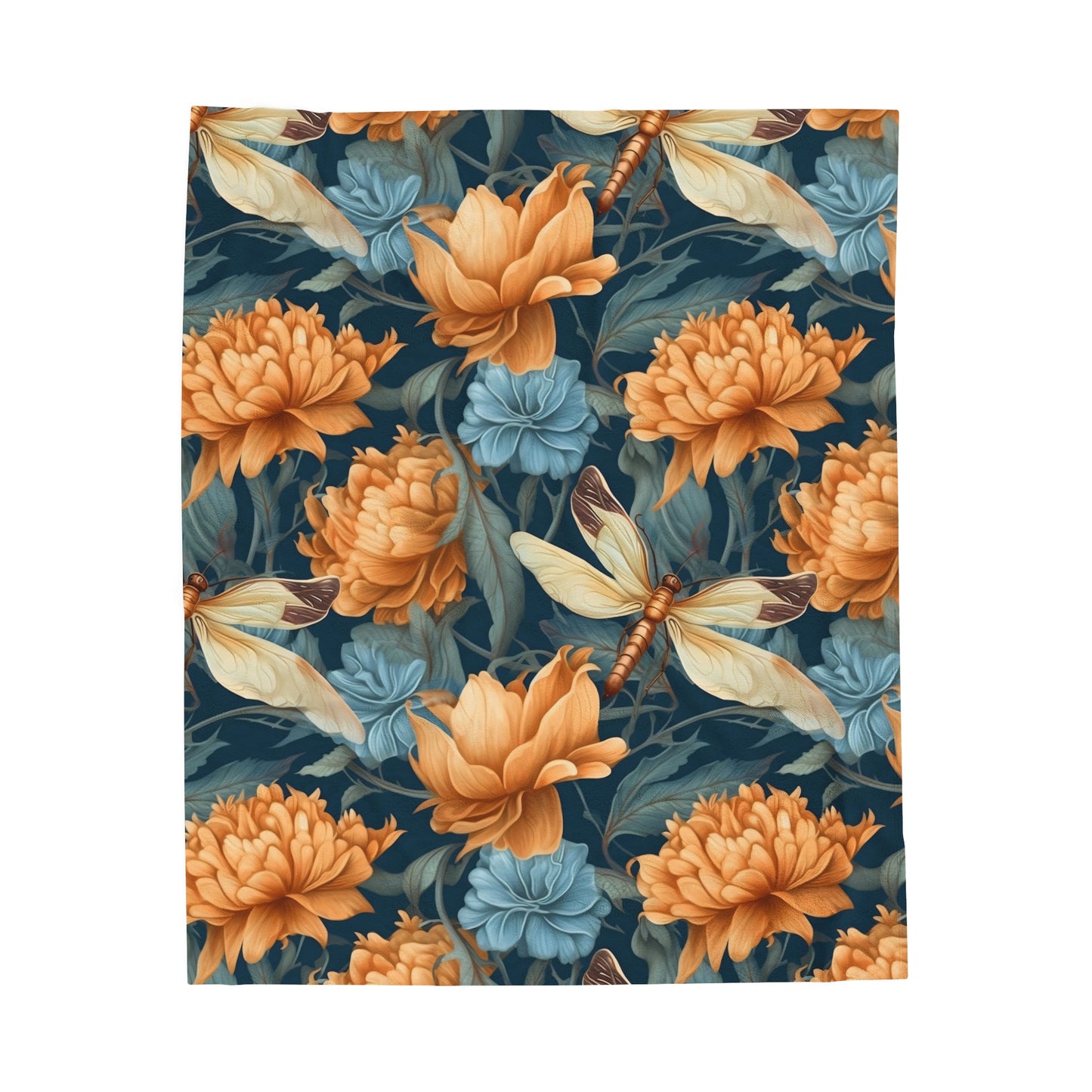 Dragonfly Velveteen Plush Blanket | Soft, Nature-Inspired, Luxurious and Comforting | Available in Multiple Sizes