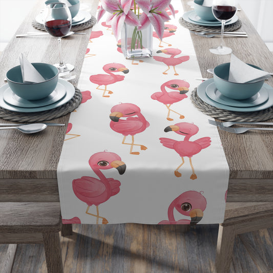 Flamingo Print Table Runner - Vibrant Elegance, Cotton Twill or Polyester - Perfect for Tropical Home Decor