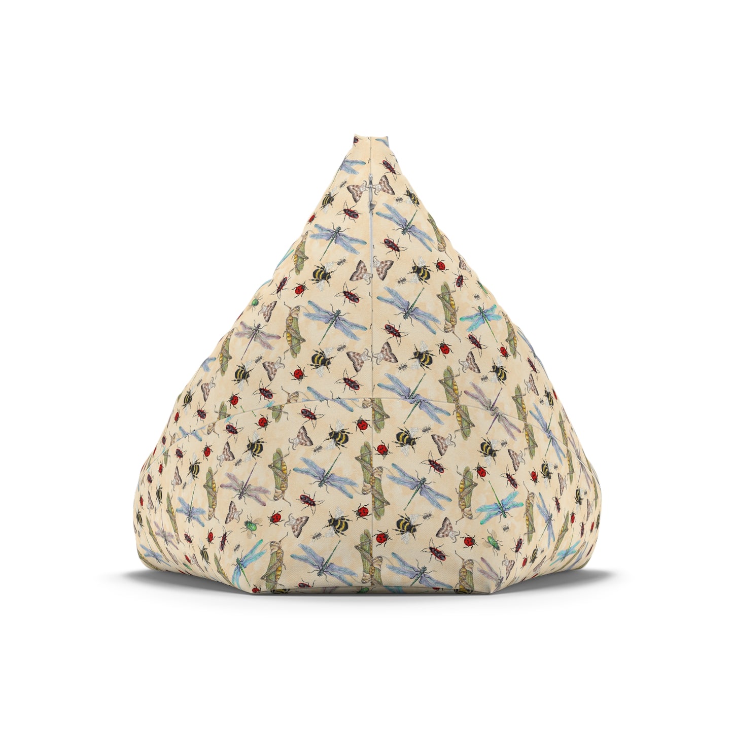Insect Print Bean Bag Chair Cover - Educational Polyester Slipcover with Secure Zip