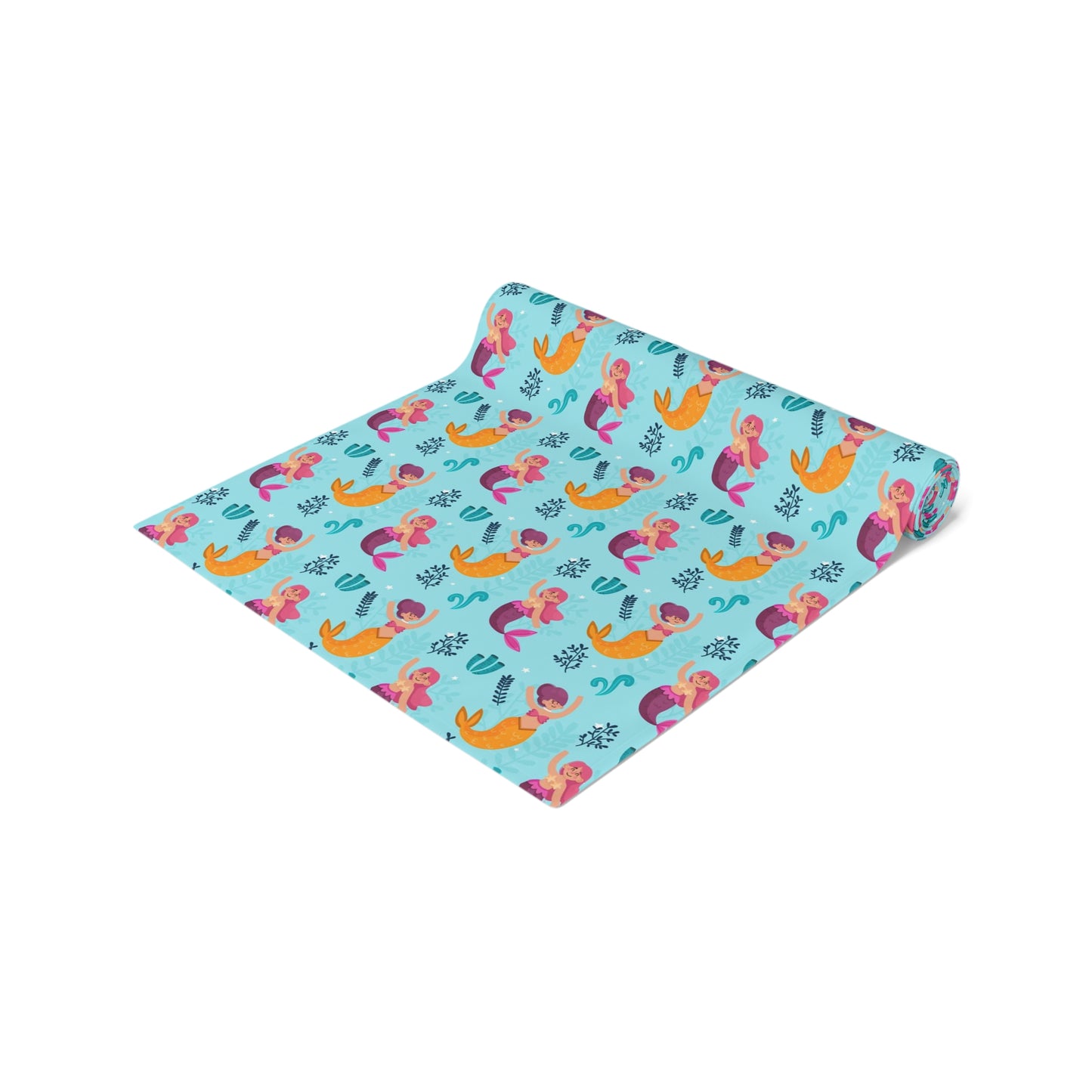 Mermaid Print Table Runner - Mystical Sea Charm, Cotton Twill or Polyester - Perfect for Enchanting Home Decor