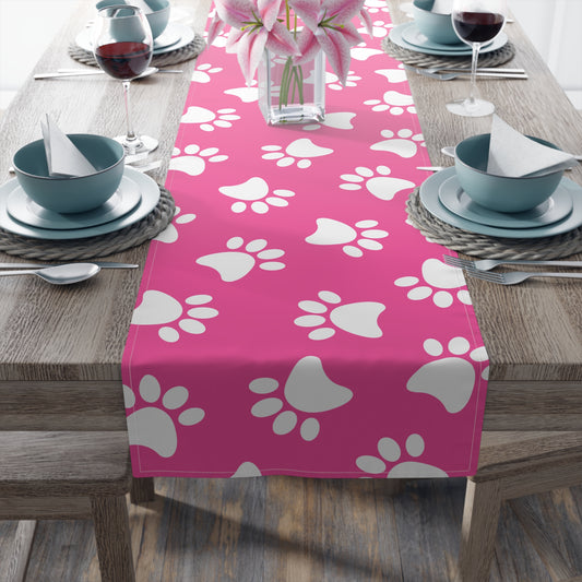 Paw Print Table Runner - Cozy Pet-Themed Decor, Cotton Twill or Polyester - Perfect for Animal Lovers